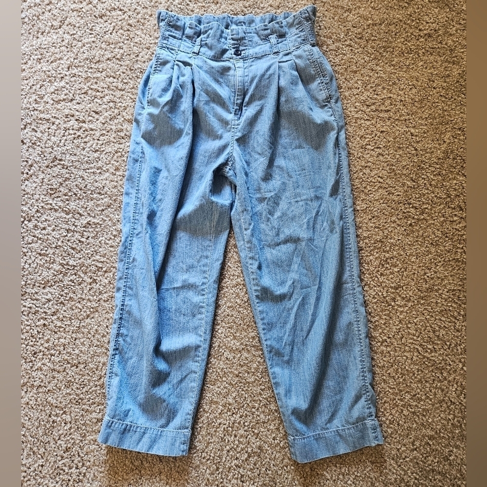 Madewell Denim/ Chambray High-Waist Paperbag Style Pants, Size 2 - Picture 2 of 8